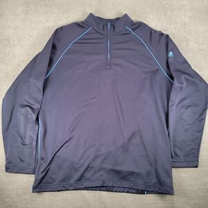 Adidas Mock Neck 1/4 Pull Over Golf Sweater Blue‎ Mens Size XL